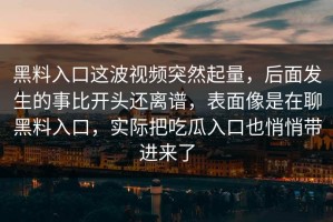 黑料入口这波视频突然起量，后面发生的事比开头还离谱，表面像是在聊黑料入口，实际把吃瓜入口也悄悄带进来了