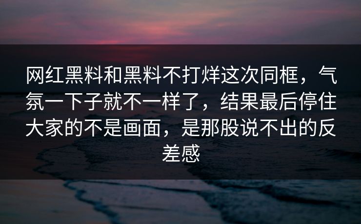 网红黑料和黑料不打烊这次同框，气氛一下子就不一样了，结果最后停住大家的不是画面，是那股说不出的反差感